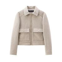 Alina | Kurzjacke Mit Reißverschluss in Khaki