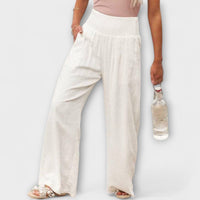Thearya - Lässige weite Leinenhose in Weiß