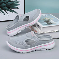 Bequeme Slip On Sandalen für Frauen - Elly in Grau/Rosa