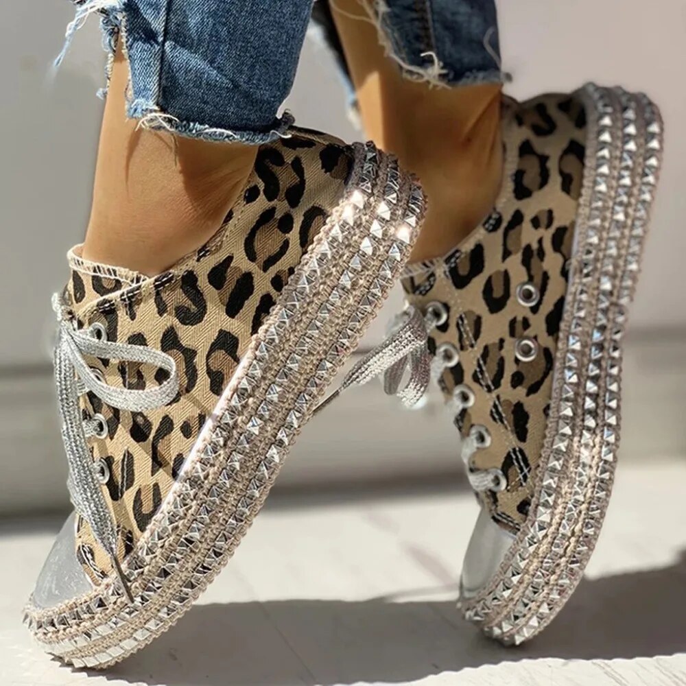 Damen Sneaker für den Sommer mit Leopardenmuster