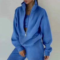 ActiveFit - Stylisches 3-teiliges Jogging-Lounge-Set für zu Hause und unterwegs in Blau