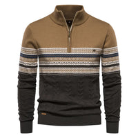 Herren Retro Half-Zip Pullover in Khaki