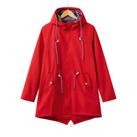 Damen Kapuze Wasserdichter Trenchcoat | Lässig in Rot