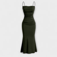 Mia Muse - Elegantes Maxi-Party-Kleid in Dunkelgrün