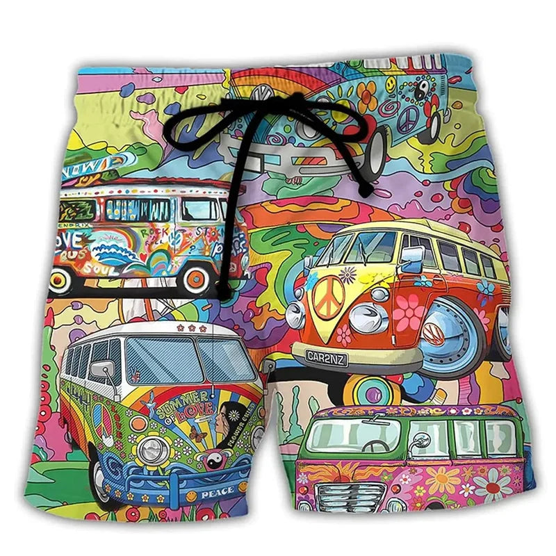 Herren Badeshorts für den Sommer mit Kordelzug und Grafikdruck