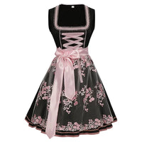 Damen Elegante Rosa Oktoberfest Dirndl Kleid in Rosa / Schwarz