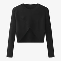 Elegantes Satinkleid - Stricktop-Kombinationsset in Schwarzes Stricktop