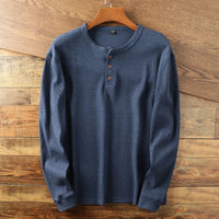 Felix | Herren Casual Langarm Henley T-shirt in Blau