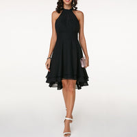 Ashley | Damen Abend Halter Kleid | Mini in Schwarz
