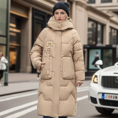 Elegante und warme lange Damen-Winterjacke für stilvolle Kältekomposition