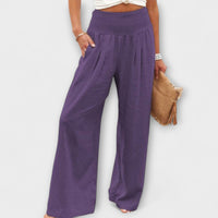 Thearya - Lässige weite Leinenhose in Lila