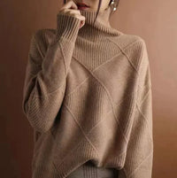 Lea | Damen Casual Gestrickt Pullover mit Kragen in Braun