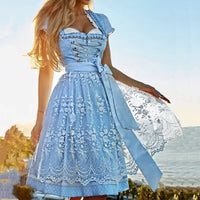 Damen Blau Oktoberfest Dirndl Kleid in Blau