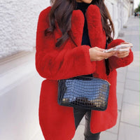 Kunstpelz-Winterjacke für Frauen - Jetje in Rot