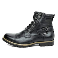 Mittellange Schnürstiefel aus Leder für Herren in Schwarz