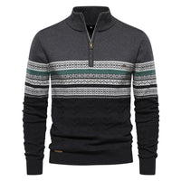 Herren Retro Half-Zip Pullover in Grau