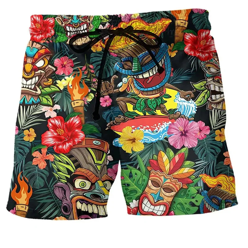 Herren Badeshorts für den Sommer mit Kordelzug und Grafikdruck