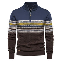 Herren Retro Half-Zip Pullover in Blau