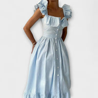 Lia - Rüschenshirt Kleid in Blau