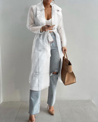 Trendy Trenchcoat für Frauen - Carmen in Weiß