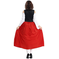 Damen Lange Oktoberfest Dirndl Kleid in Rot