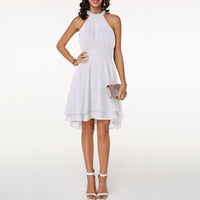 Ashley | Damen Abend Halter Kleid | Mini in Weiß