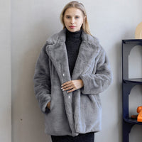 Kunstpelz-Winterjacke für Frauen - Jetje in Grau
