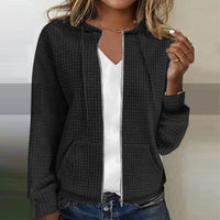 Damen Strickjacke Kariert Jacke | Elegant Leicht in Schwarz