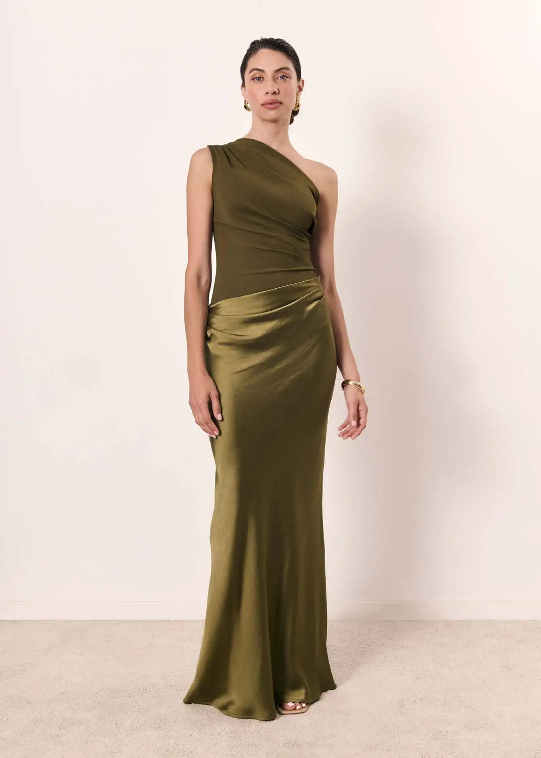 Aleida – Ein-Schulter-Maxikleid Aus Satin