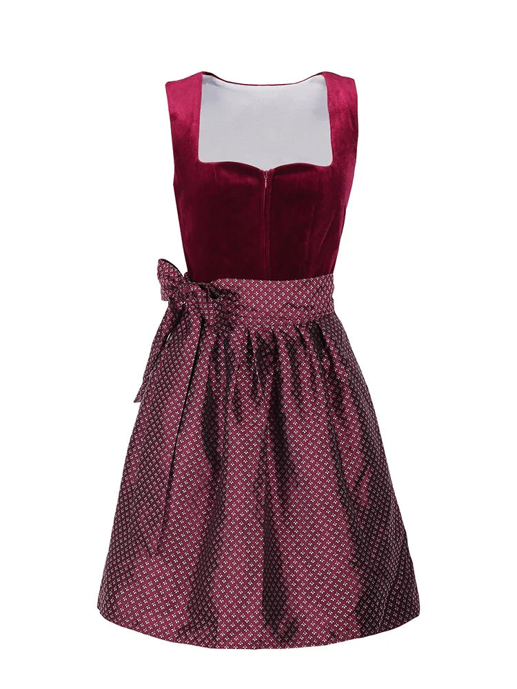 Damen Elegante Rot Oktoberfest Dirndl Kleid