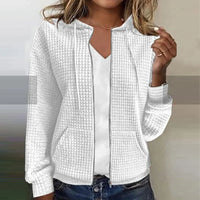 Damen Strickjacke Kariert Jacke | Elegant Leicht in Weiß