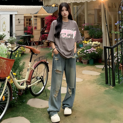 Kenza – Damen Jeans mit hoher Taille und weitem Bein – Lockere Passform, schlank machender amerikanischer Stil