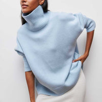 Damen Pullover | Lässig mit Rollkragen und weitem Schnitt in Blau