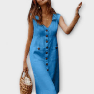 Nora – A-Linien-Kleid aus Baumwoll-Leinen mit Umlegekragen