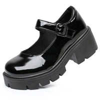 Damen Dirndl Schuhe | Schnallenriemen Mit Breiter Sohle in Schwarz