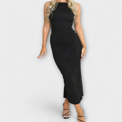 Schickes ärmelloses gerafftes langes Kleid