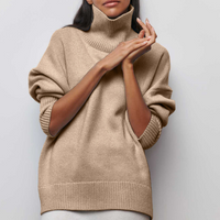 Damen Pullover | Lässig mit Rollkragen und weitem Schnitt in Beige