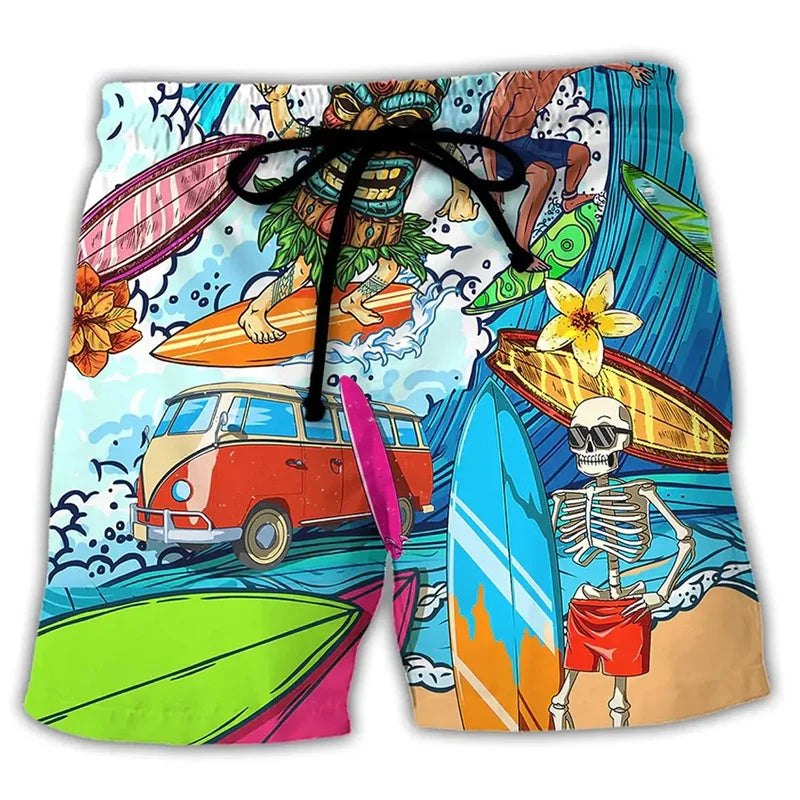 Herren Badeshorts für den Sommer mit Kordelzug und Grafikdruck