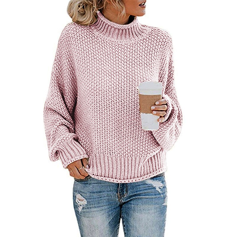 Kuscheliger Damen Strickpullover – Lockerer Rollkragenpullover für Herbst und Winter, ideal für lässige Freizeitlooks