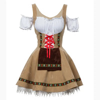 Damen Mini Elegante Oktoberfest Dirndl Kleid in Khaki