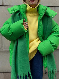 Übergröße PufferJacke mit Kapuze in Grün