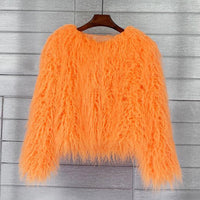 Stylischer Fux Pelzmantel für Frauen - Martina in Orange
