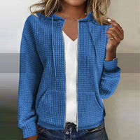 Damen Strickjacke Kariert Jacke | Elegant Leicht in Blau