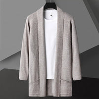 Hendrik | Herren Offene Wasserfall Front Strickjacke in Khaki