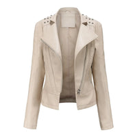 Stylische Slim Lederjacke - Doutzen in Beige