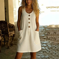 Livora™ Kleid Mit Eleganten Knöpfen Und Fronttaschen in Khaki