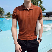 Alexander | Spitzer Kragen Slim-Fit Poloshirt in Rust
