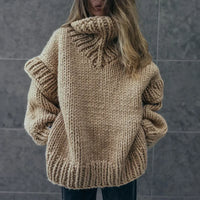 Kuscheliger Übergroß Rollkragenpullover für Damen | Winter in Khaki