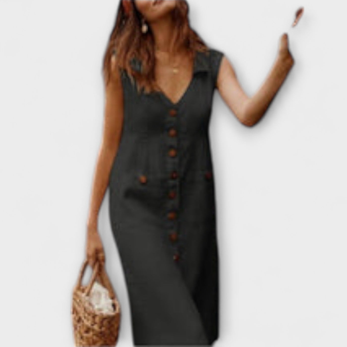 Nora – A-Linien-Kleid aus Baumwoll-Leinen mit Umlegekragen