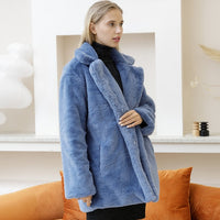 Kunstpelz-Winterjacke für Frauen - Jetje in Blau
